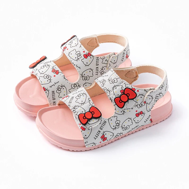 Girls Sanrio HelloKitty Sandals Kids Girls Spring Summer Little Kids Princess Bow Fashion Teenage Shoes