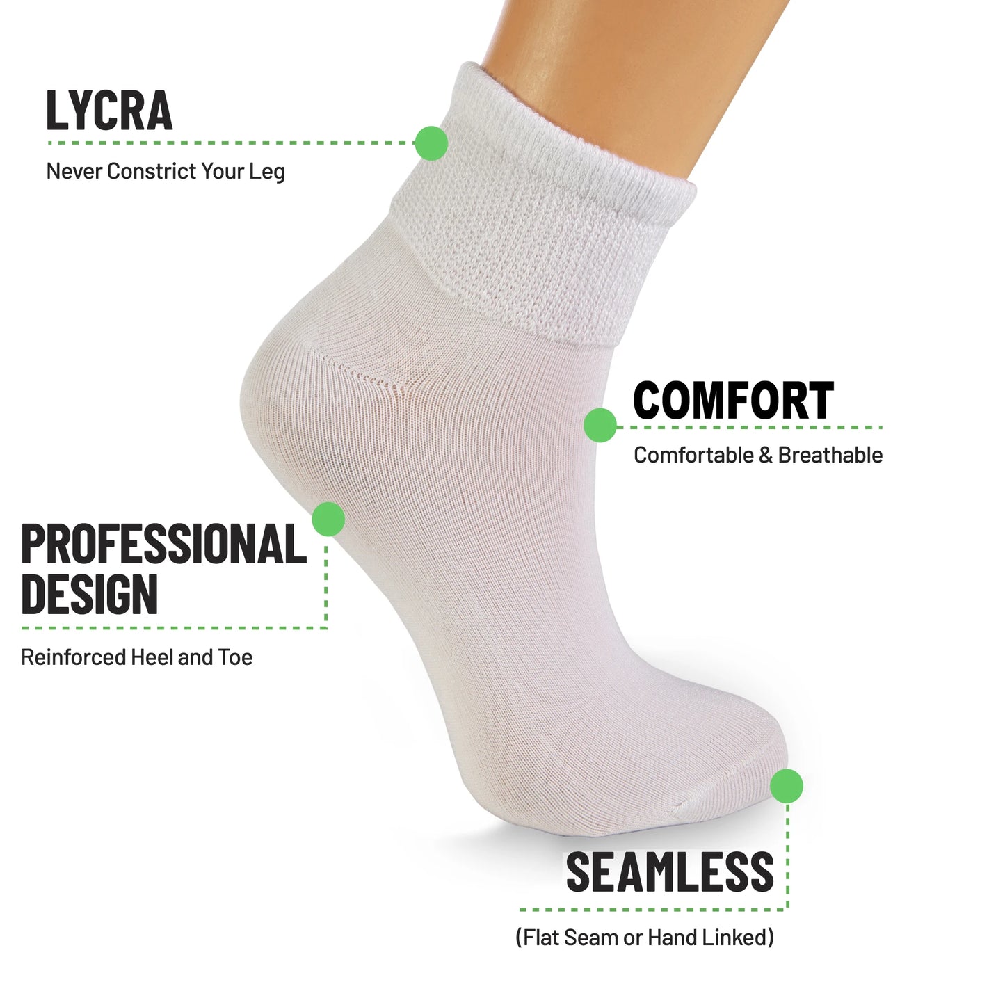 Diabetic Ankle Socks Cotton Non-binding Top Diabetes Socks 3 Pairs Shoe Size 5-7