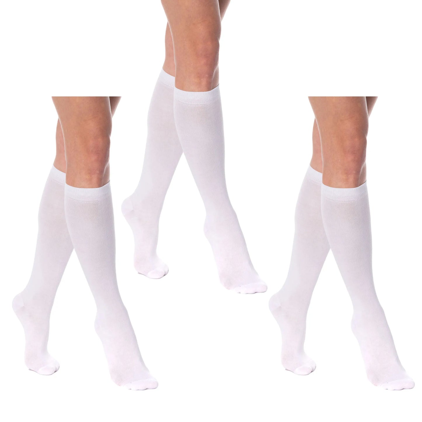 Women's Knee High Socks 3 Pairs Combed Cotton Over The Calf Long Socks