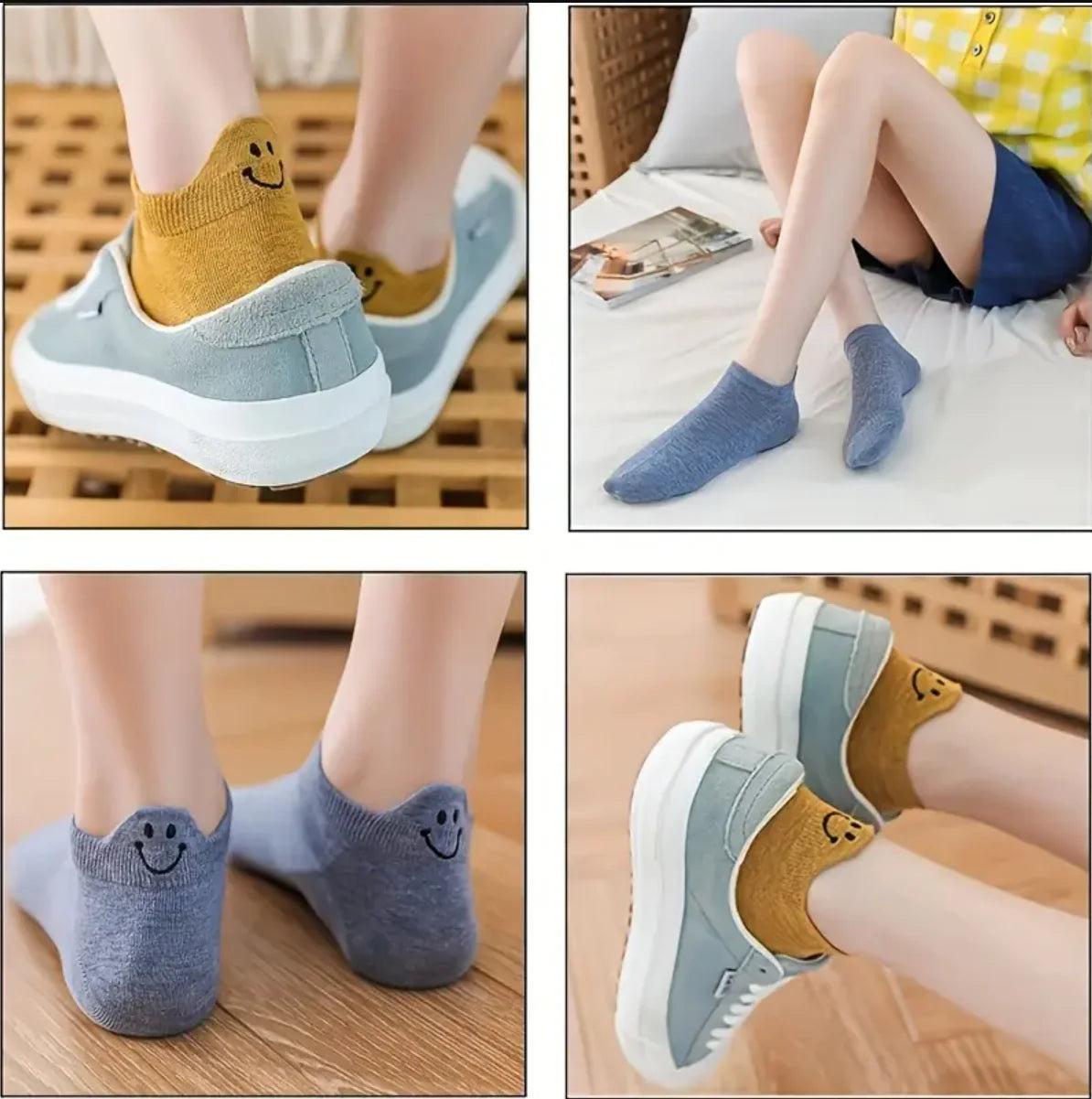 10 Pairs Of Socks With Elastic Ankle Length, Cotton Socks, Aesthetic Socks, Cute Socks, Lightweight Low Top Socks For Women