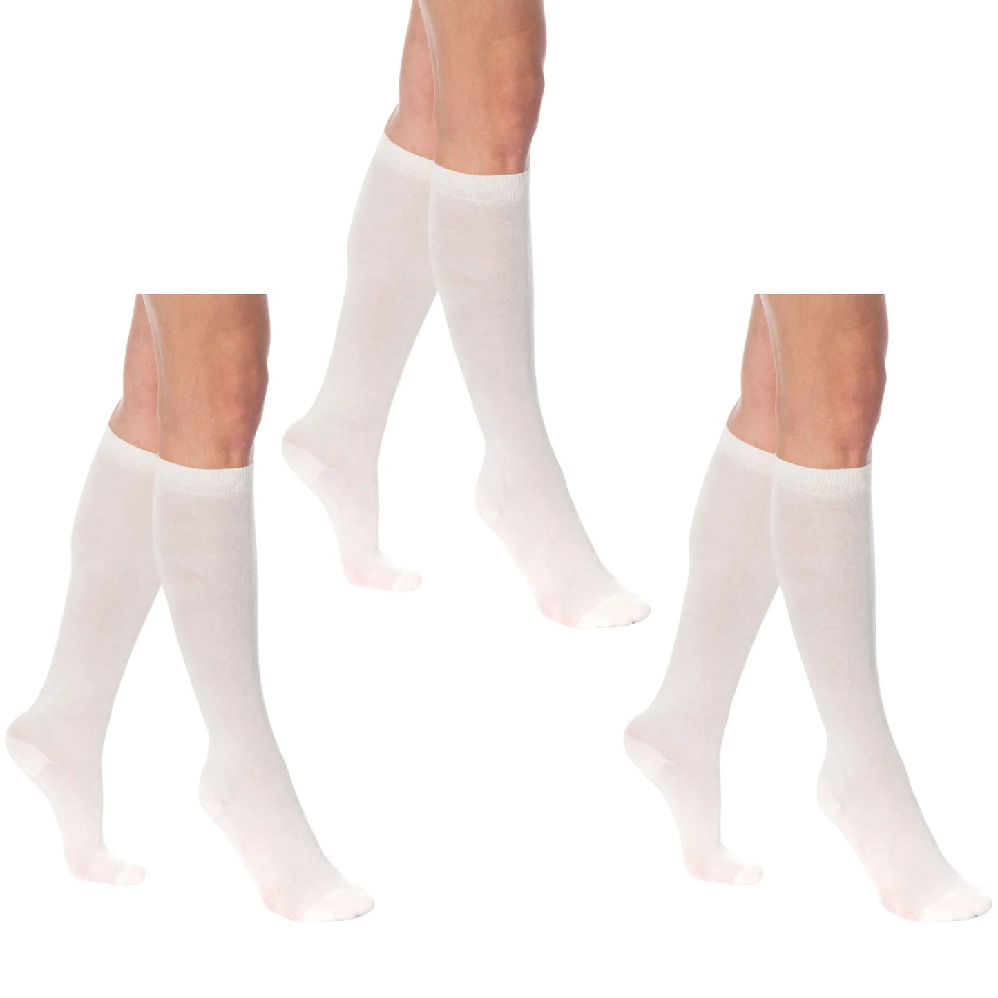 Women's Knee High Socks 3 Pairs Combed Cotton Over The Calf Long Socks