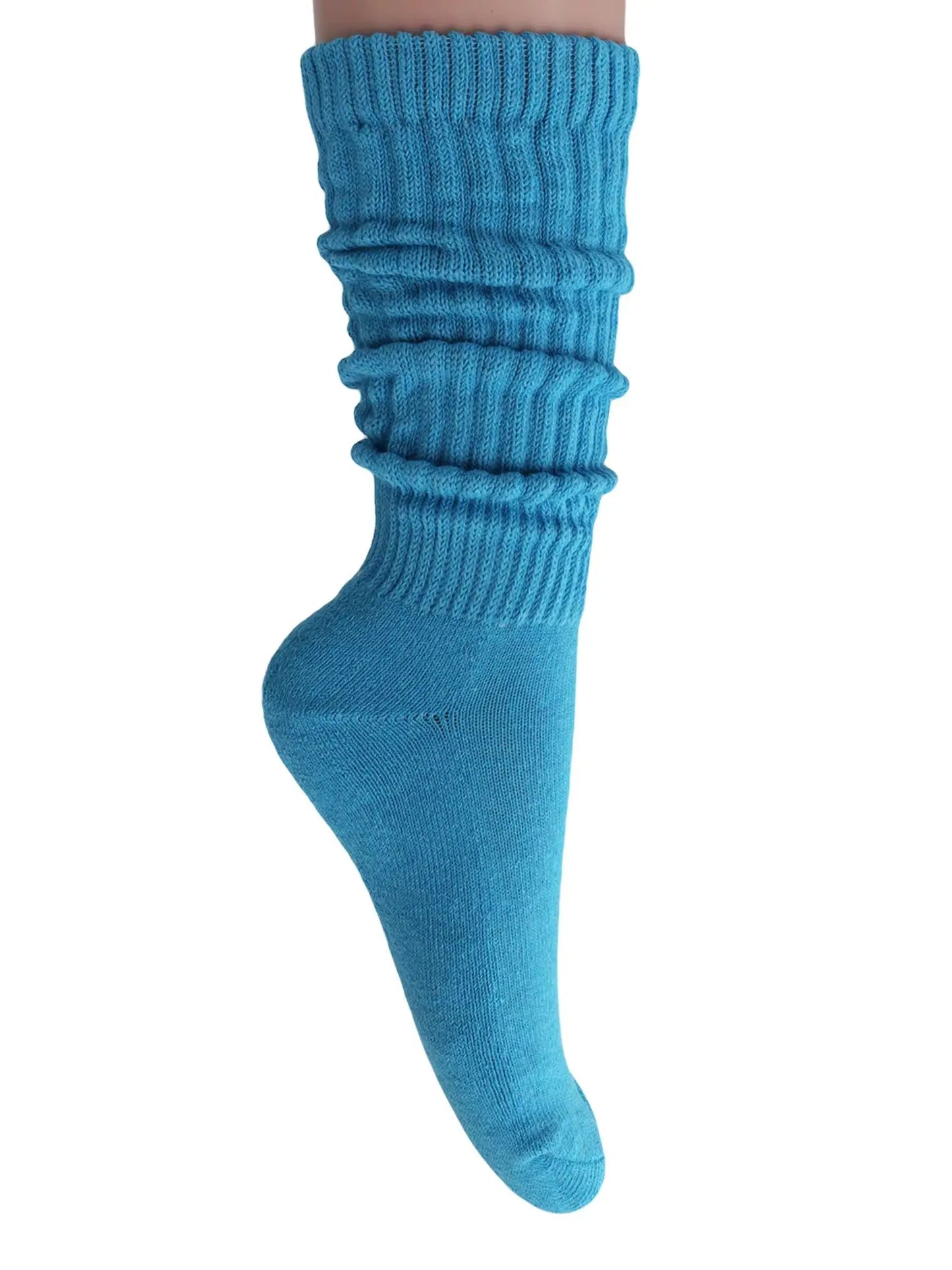 Turquoise Slouch Socks for Women Scrunch Calf Socks Shoe Size 5 to 10 2 Pairs