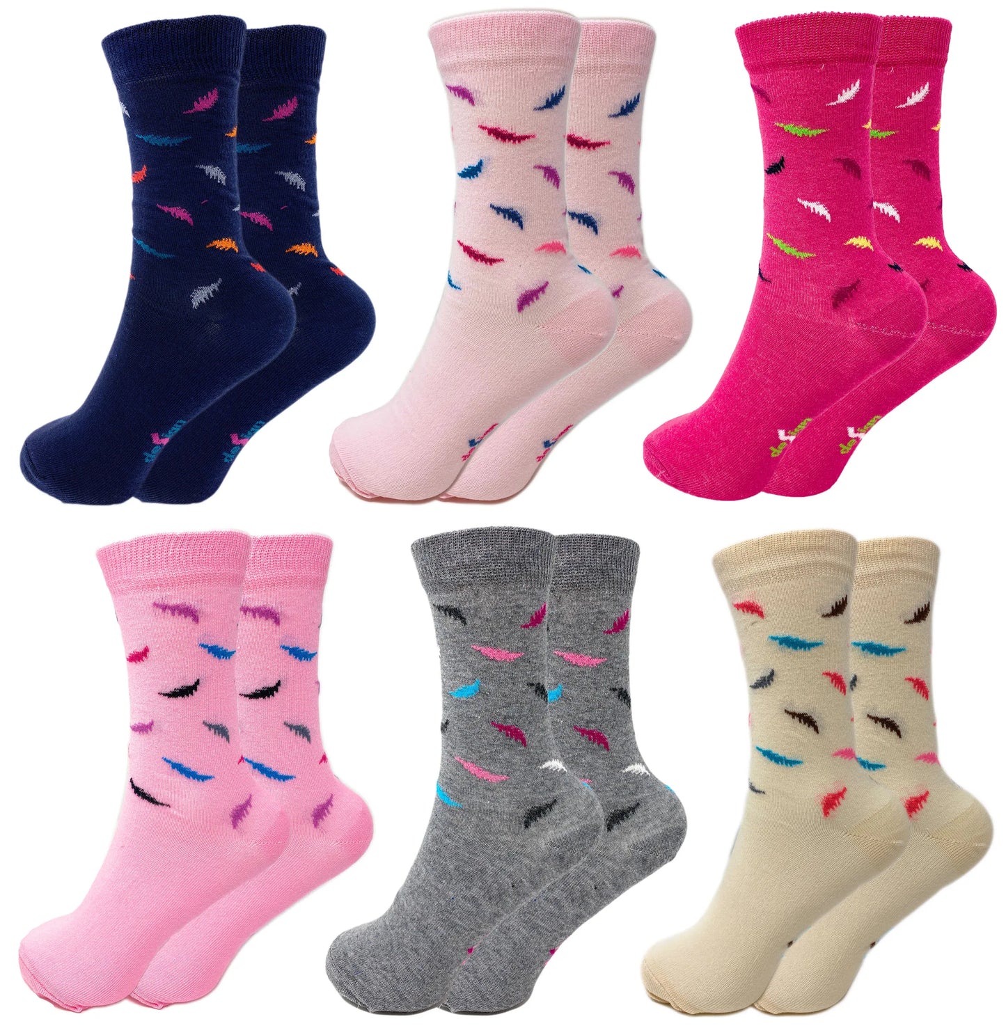 Luxury Combed Cotton Crew Socks for Women Colorful Casual Socks 6 Pairs