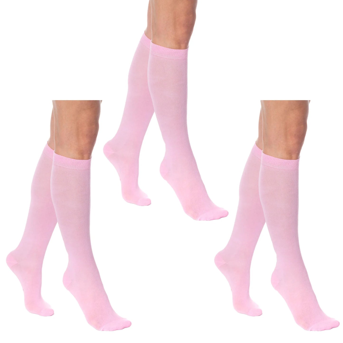 Women's Knee High Socks 3 Pairs Combed Cotton Over The Calf Long Socks