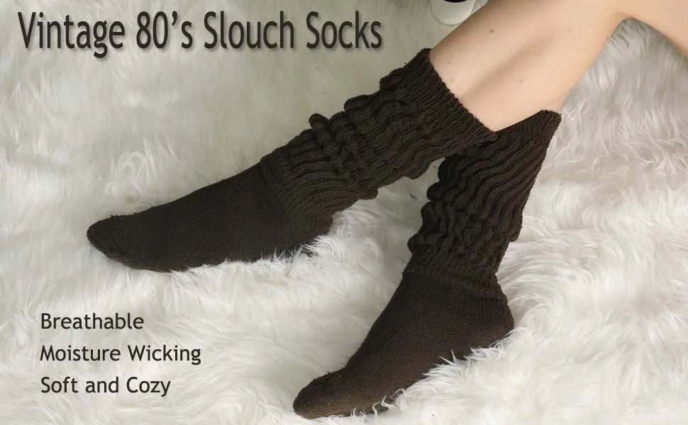 Slouchy Scrunch Cotton Slouch Socks for Women 80s Style 3 Pairs Shoe Size 5 to 10