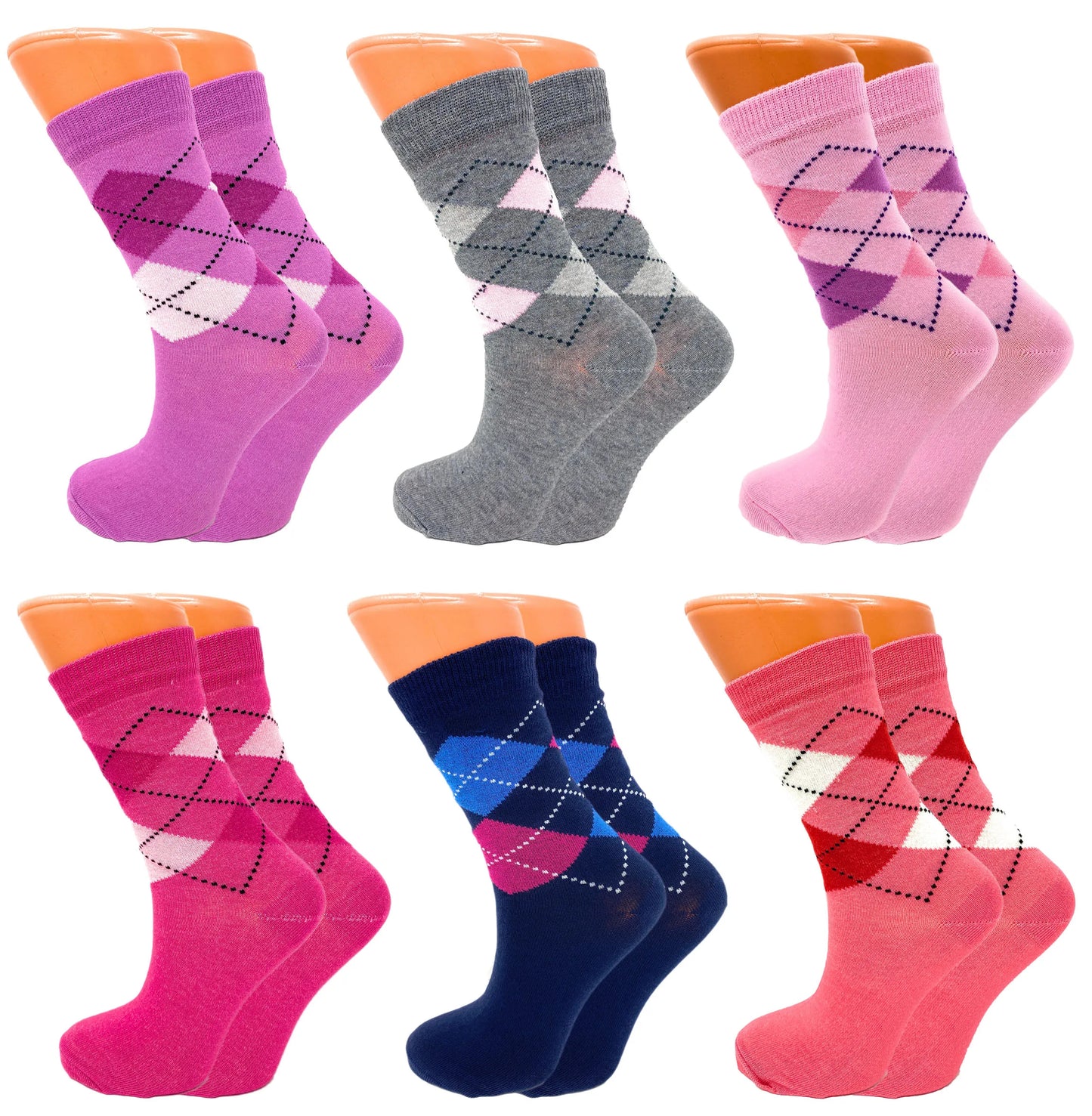 Luxury Combed Cotton Crew Socks for Women Colorful Casual Socks 6 Pairs