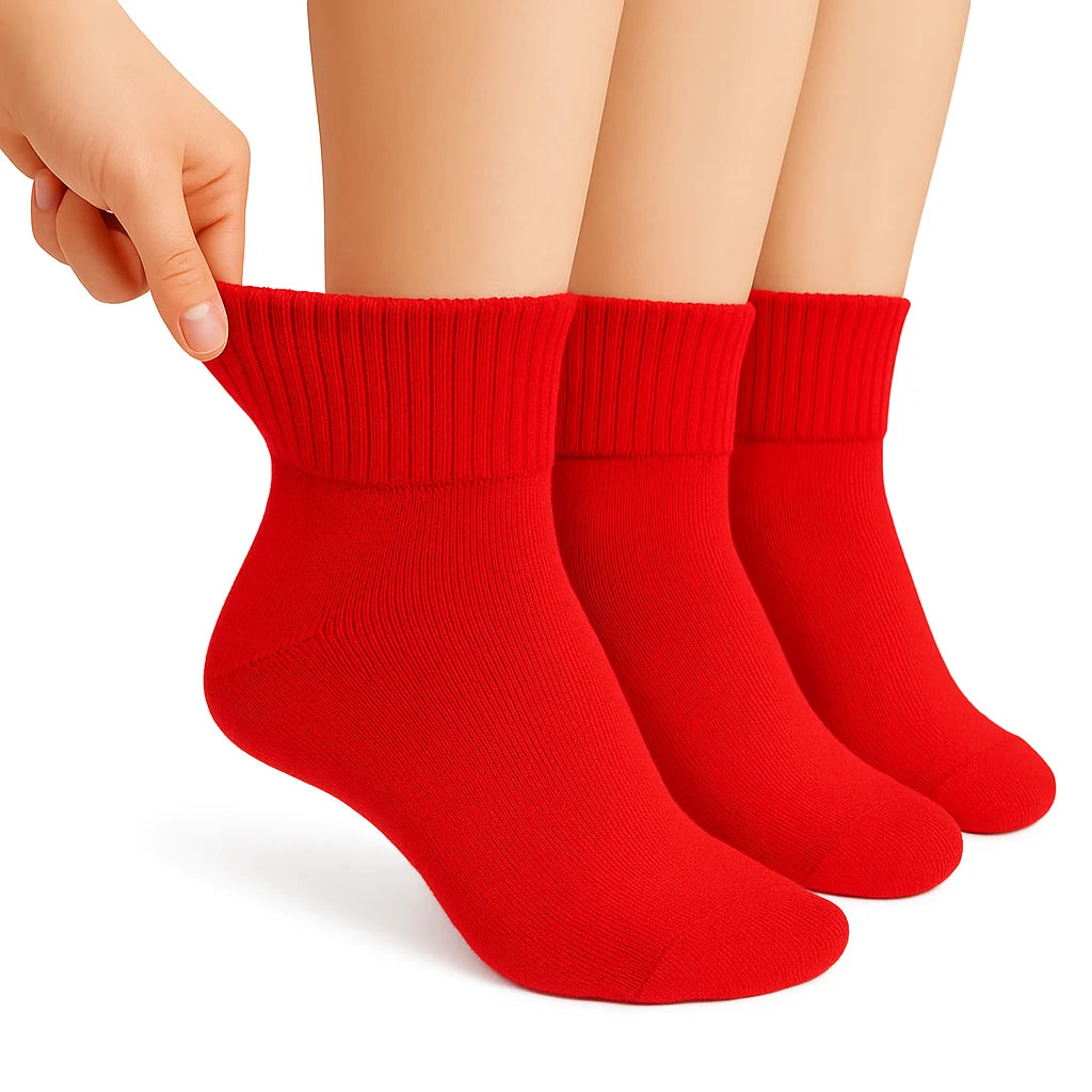 Diabetic Ankle Socks Cotton Non-binding Top Diabetes Socks 3 Pairs Shoe Size 5-7
