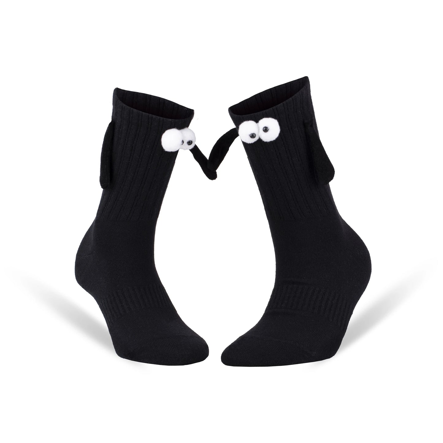 Magnetic Holding Hands Socks with 3D Cartoon Eyes Couple Socks for Valentines Day 1 Pair