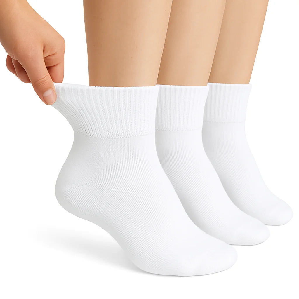Diabetic Ankle Socks Cotton Non-binding Top Diabetes Socks 3 Pairs Shoe Size 5-7