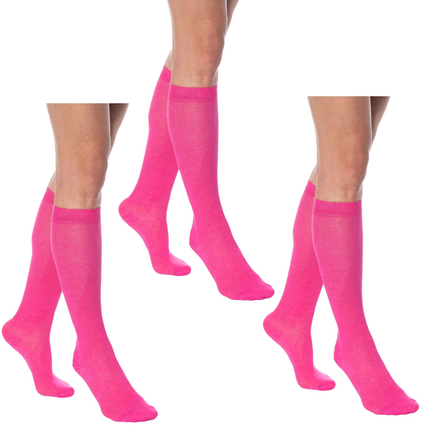 Women's Knee High Socks 3 Pairs Combed Cotton Over The Calf Long Socks