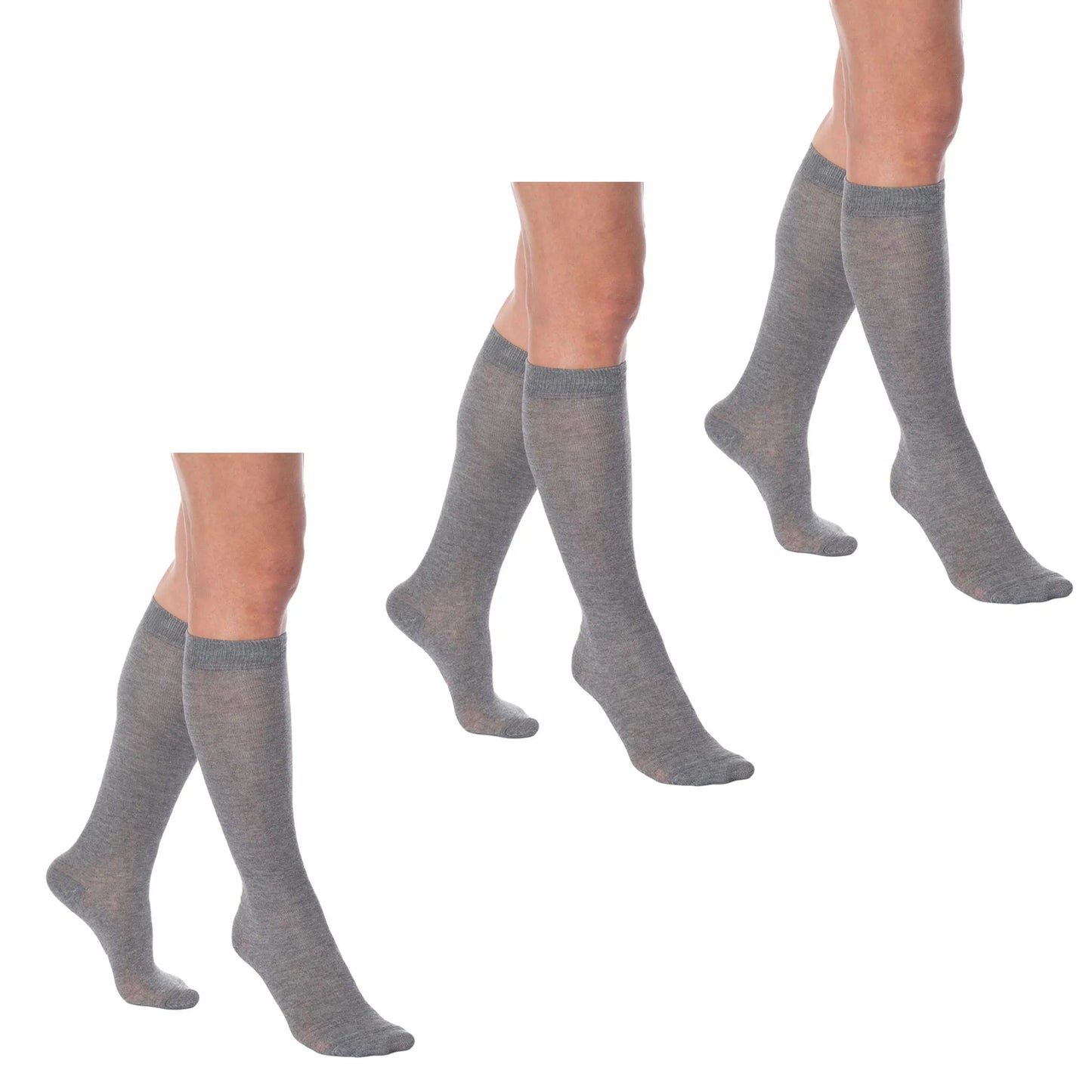 Women's Knee High Socks 3 Pairs Combed Cotton Over The Calf Long Socks