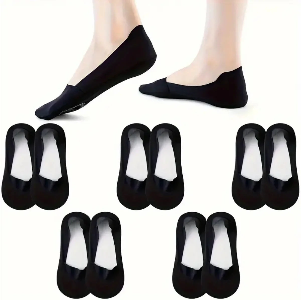 No Show Socks Womens 5-8 Pairs Low Cut Liner Non Slip Socks for Women Footies Invisible Socks for Flat Boat