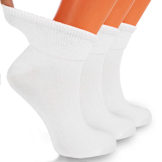 Diabetic Ankle Socks Cotton Non-binding Top Diabetes Socks 3 Pairs Shoe Size 5-7