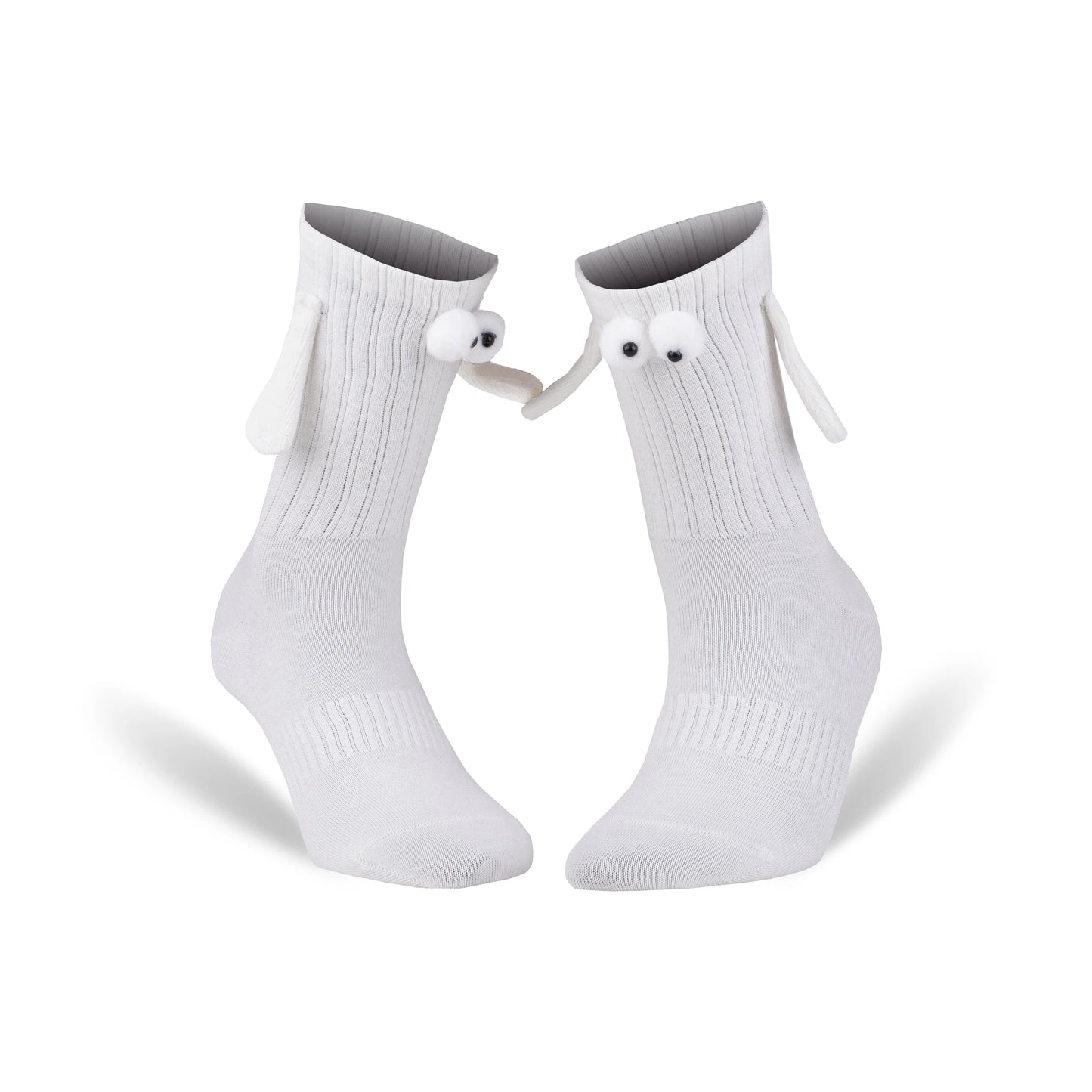 Magnetic Holding Hands Socks with 3D Cartoon Eyes Couple Socks for Valentines Day 1 Pair