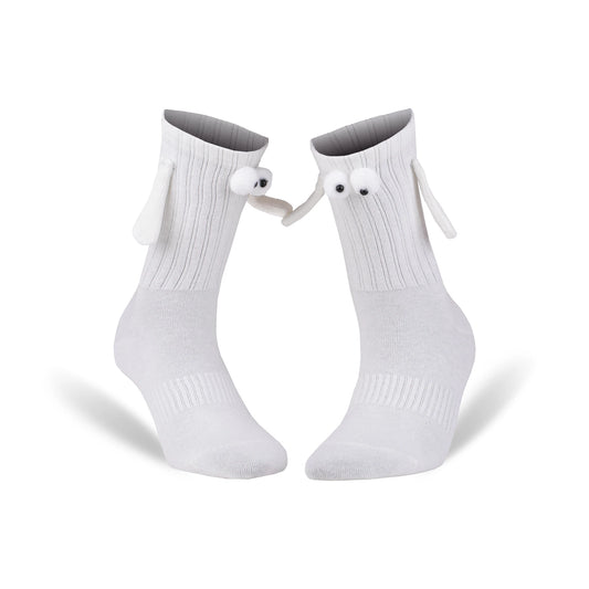 Magnetic Holding Hands Socks with 3D Cartoon Eyes Couple Socks for Valentines Day 1 Pair
