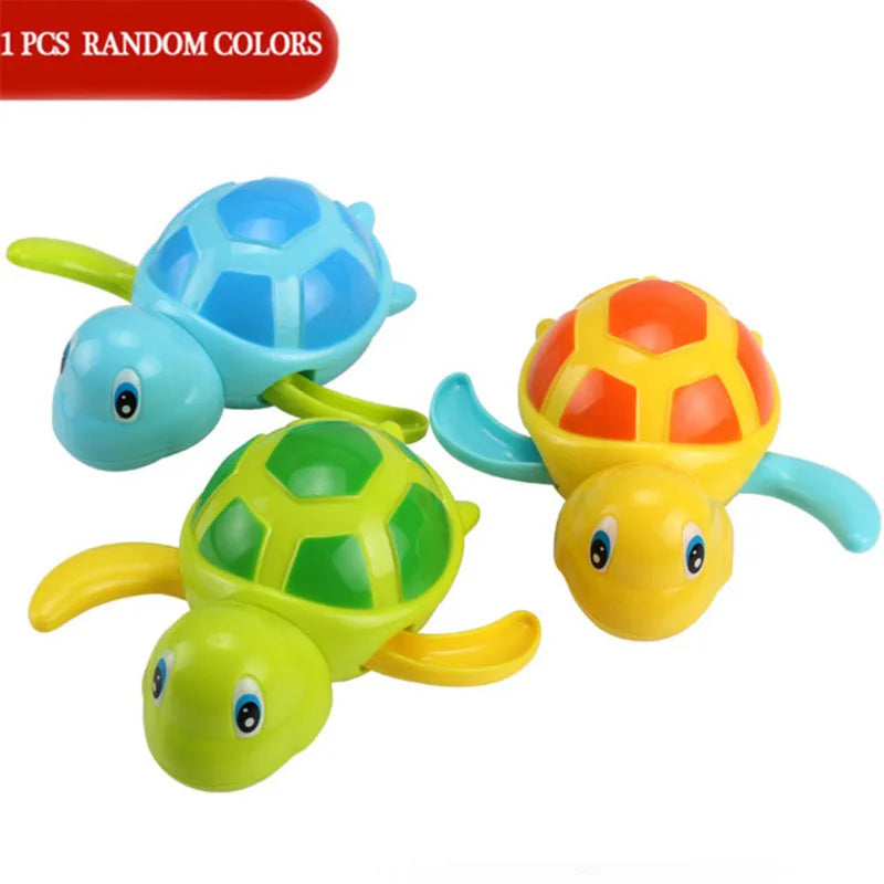 Cartoon Cute Tortoise Baby Water Bath Toys Classic Kids Infant Bathroom Mini Colorful Soft Floating Animals Figure Clockwork Toy