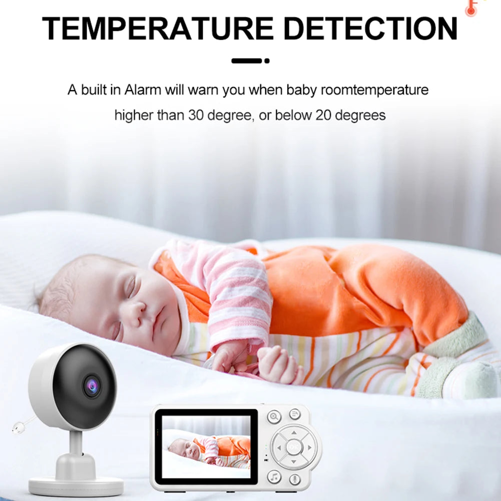 Video Baby Monitor 2.8in LCD Display Monitor Camera Video Intercom Lullabies Night Vision Temperature Monitor for Baby Pet Eldly