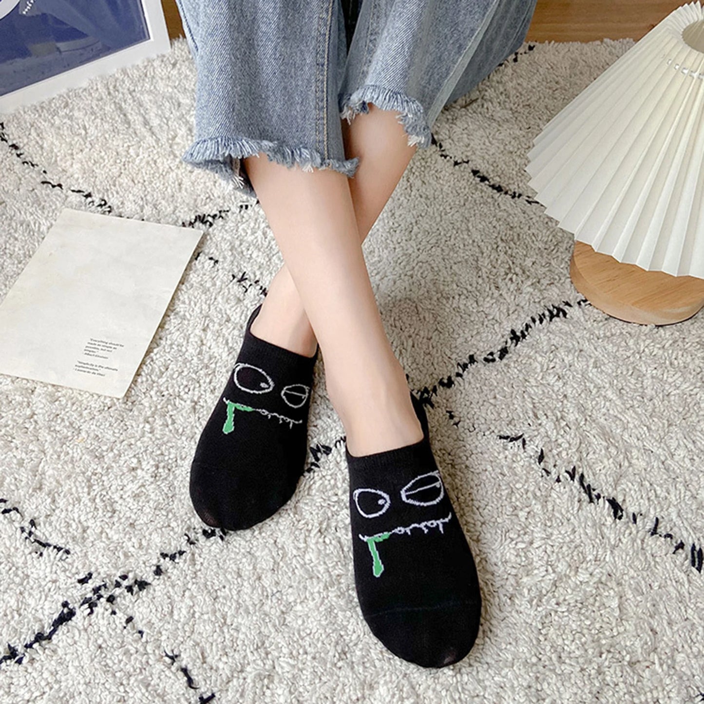 15 Pairs of Men WOMEN'S Cotton Socks, Casual Breathable Short Socks, and Girls' Cartoon Bear Low Cut Ankle Boat Socks