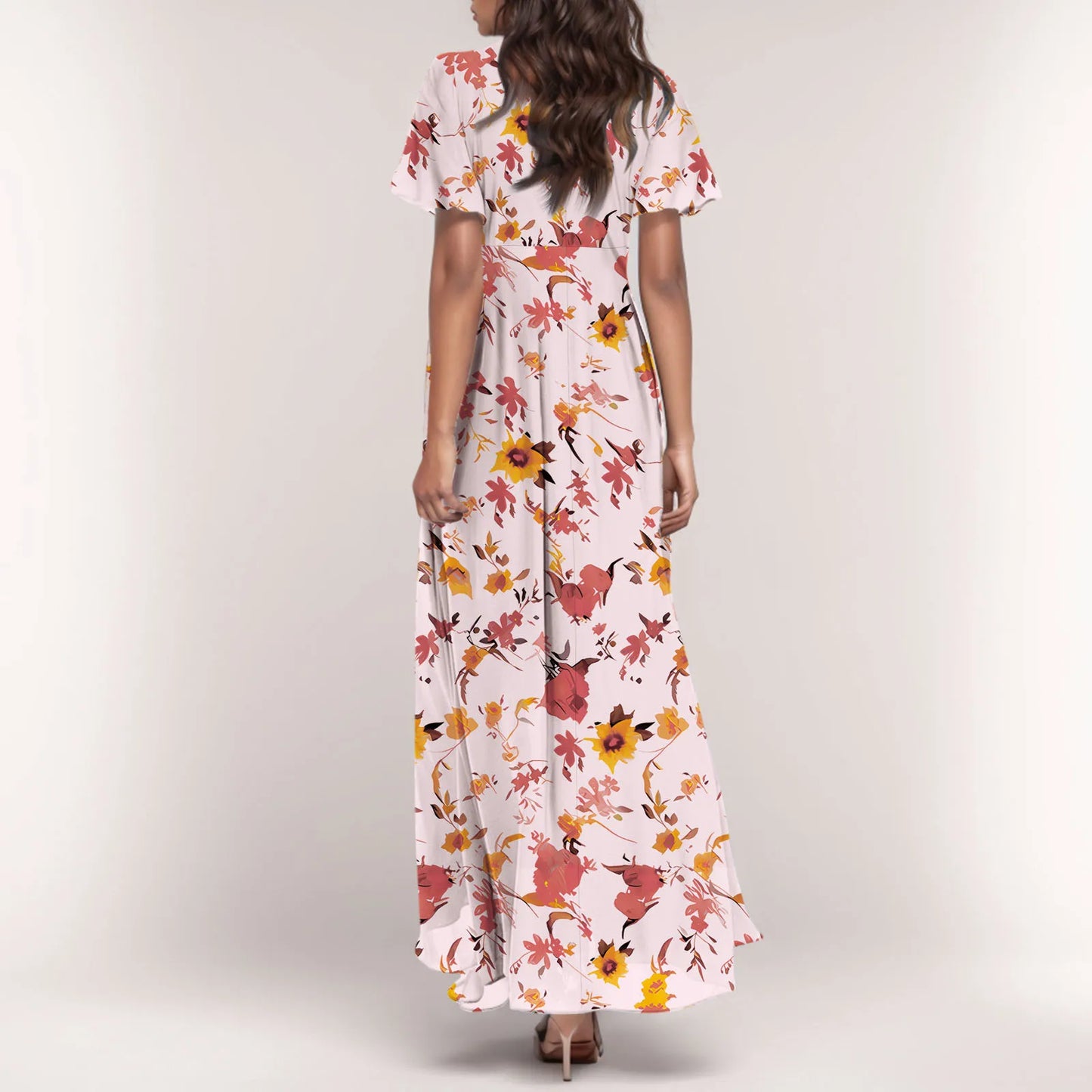 2025 Summer Dresses For Women Casual Short Sleeve Maxi Dresses Cute Floral Maxi Dress Evening Party Wedding Guest Dresses