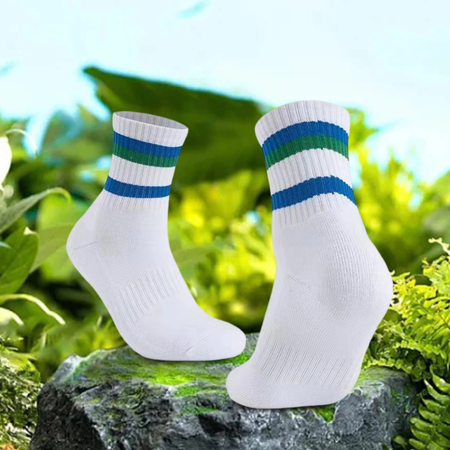 Colorful Compression Socks for Men Women Breathable Moisture-Wicking Athletic Socks with Rainbow Stripes Outdoor Sports Ankle