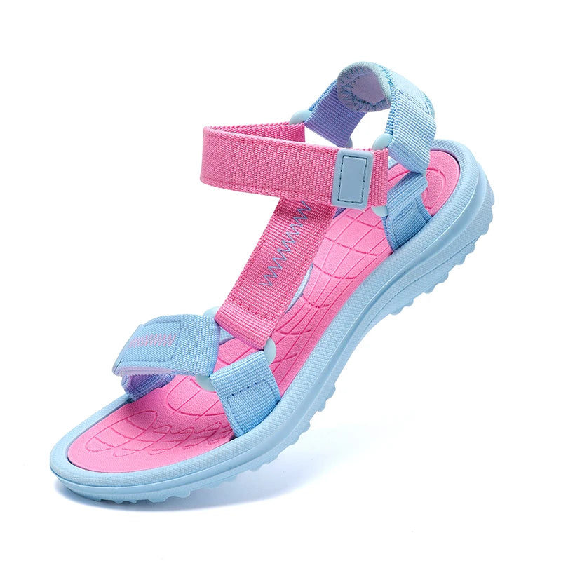Summer Children's Sandals Girls Breathable Sport for Outdoor Beach Shoes Open-Toe Comfortable Walking Sandalies Size30-38