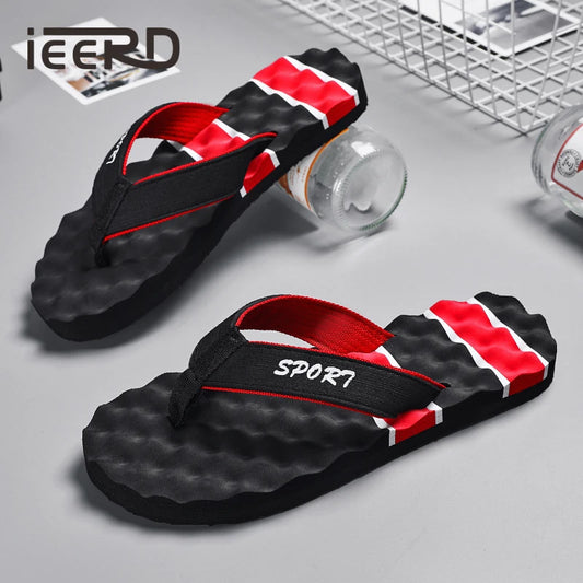 Summer Breathable Men's Flip Flops With Massage Indoor and Outdoor Slippers For Men Beach Sandals Fashionable Contrasting Slides