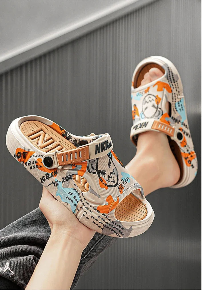 Summer Beach Sandals Man Outdoor Comfortable Rubber Slippers for Men Pvc Sale 2024 Style Eva Low Price Clappers Trend Fun Shoes
