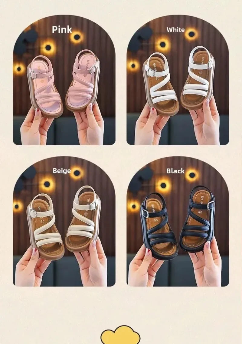 1-10Y Baby Girls Sandals Summer Children's New Cool Fashion Princess Cute Versatile Shoes for Students Flat Sandal Casual Shoe