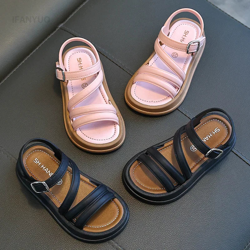 1-10Y Baby Girls Sandals Summer Children's New Cool Fashion Princess Cute Versatile Shoes for Students Flat Sandal Casual Shoe