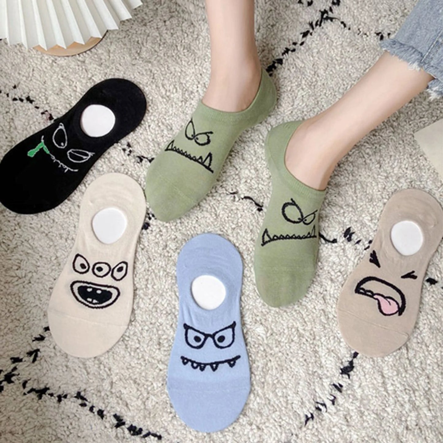 15 Pairs of Men WOMEN'S Cotton Socks, Casual Breathable Short Socks, and Girls' Cartoon Bear Low Cut Ankle Boat Socks