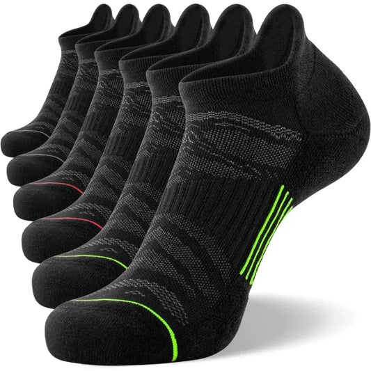 Men's 6 Pack Ankle Running Socks Low Cut Cushioned Athletic Sports Socks 7-9/9-12/12-15，Sports socks