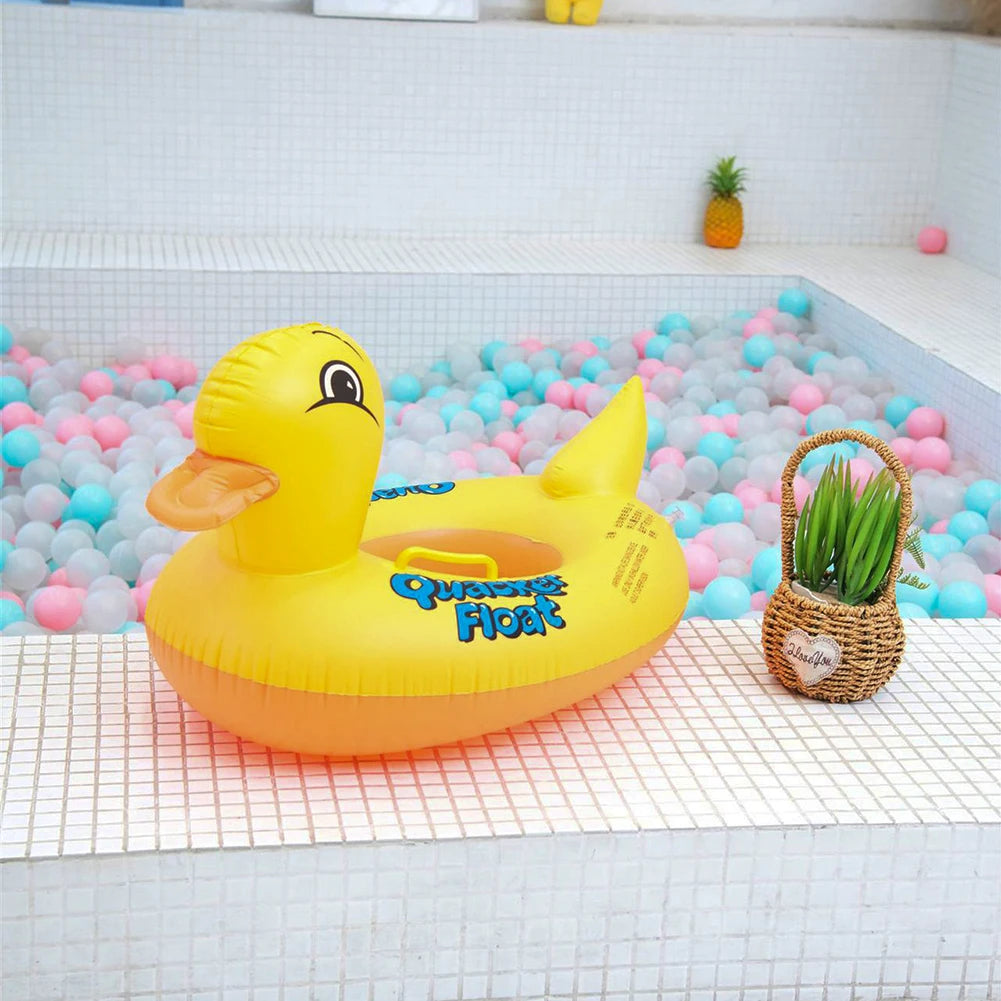 Inflatable Duck Swimming Ring with Handle Quacker Swimming Pool Ring PVC Floating Baby Swim Circle Kids Water Play Equipment