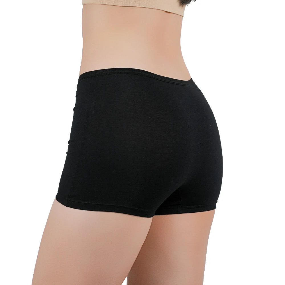 1pc Womens Cotton Safety Shorts Black Soft Four Corner Panties Comfy Fit Girls Under Skirt Anti Emptied Short Pants Large Size