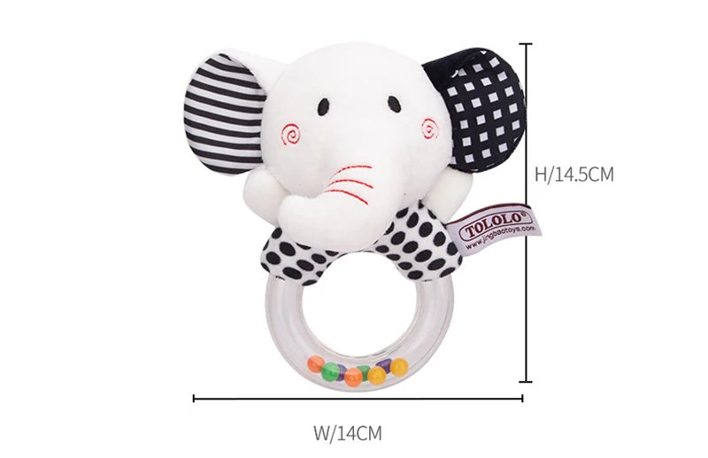 Cute Baby Rattle Toys Elephant Plush Infant Cartoon Bed Toys for Newborn 0-24 Months Educational Toy Bear Hand Ring Bell Teether