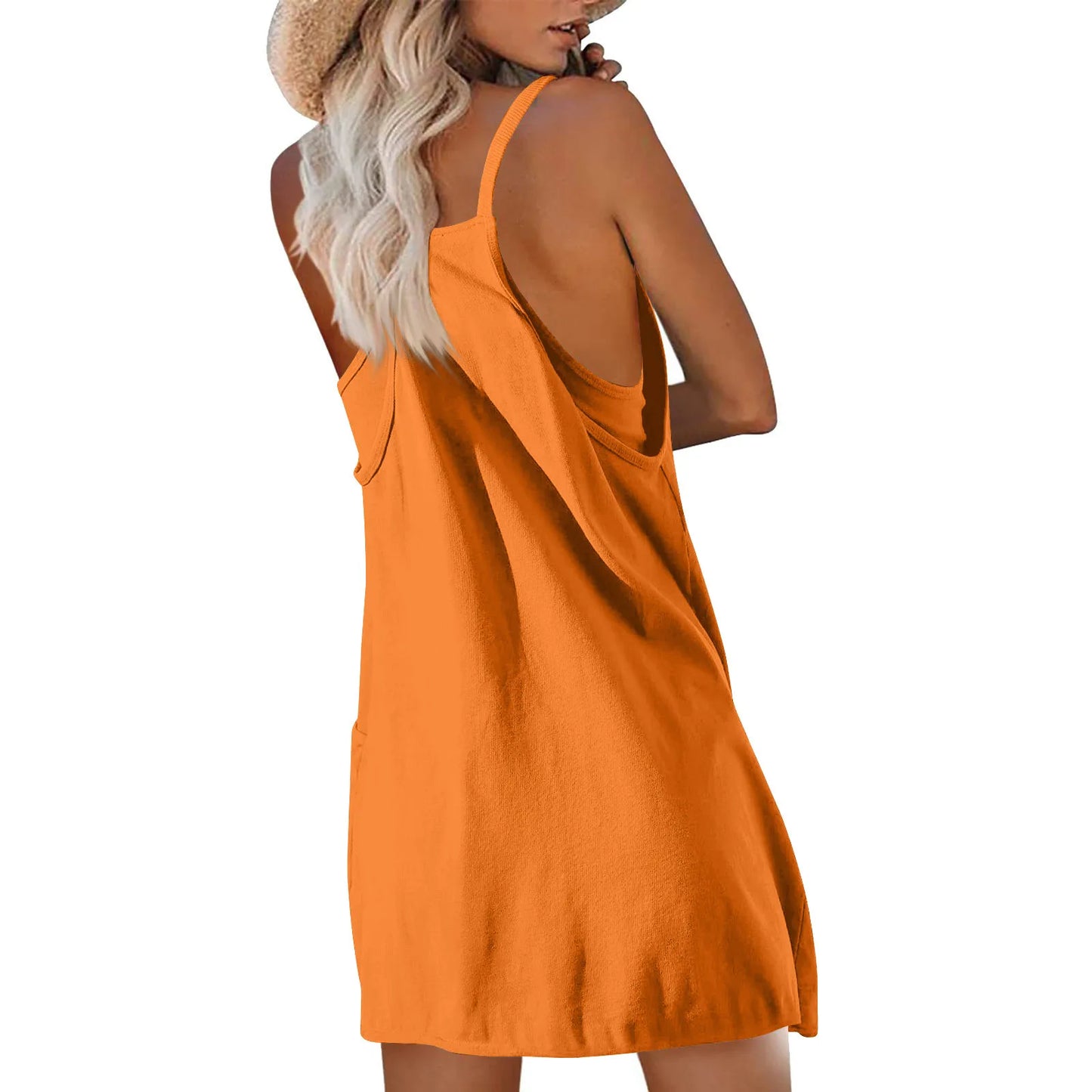 Sport Mini Dress For Women Summer Sleeveless Dress Casual Short Sundress Female Workout Tennis Athletic Onesie With Pockets