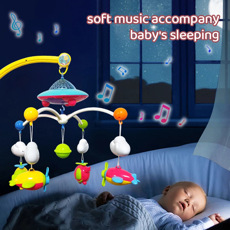 Musical Baby Crib Mobile with 108 Melody Lights Projection for Infants Remote Control Crib Toys for Newborn Mobile for Crib Toys