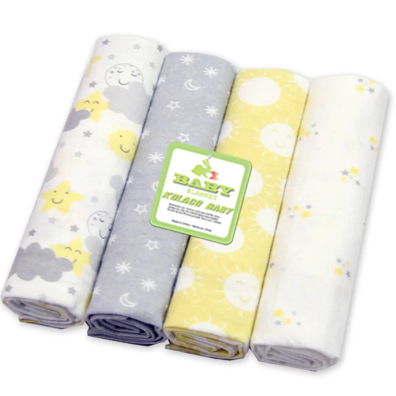 4Pcs/Lot 100% Cotton Muslin Flannel Baby Swaddles Soft Newborns Blankets Baby Blankets Newborn Muslin Diapers Baby Swaddle Wrap