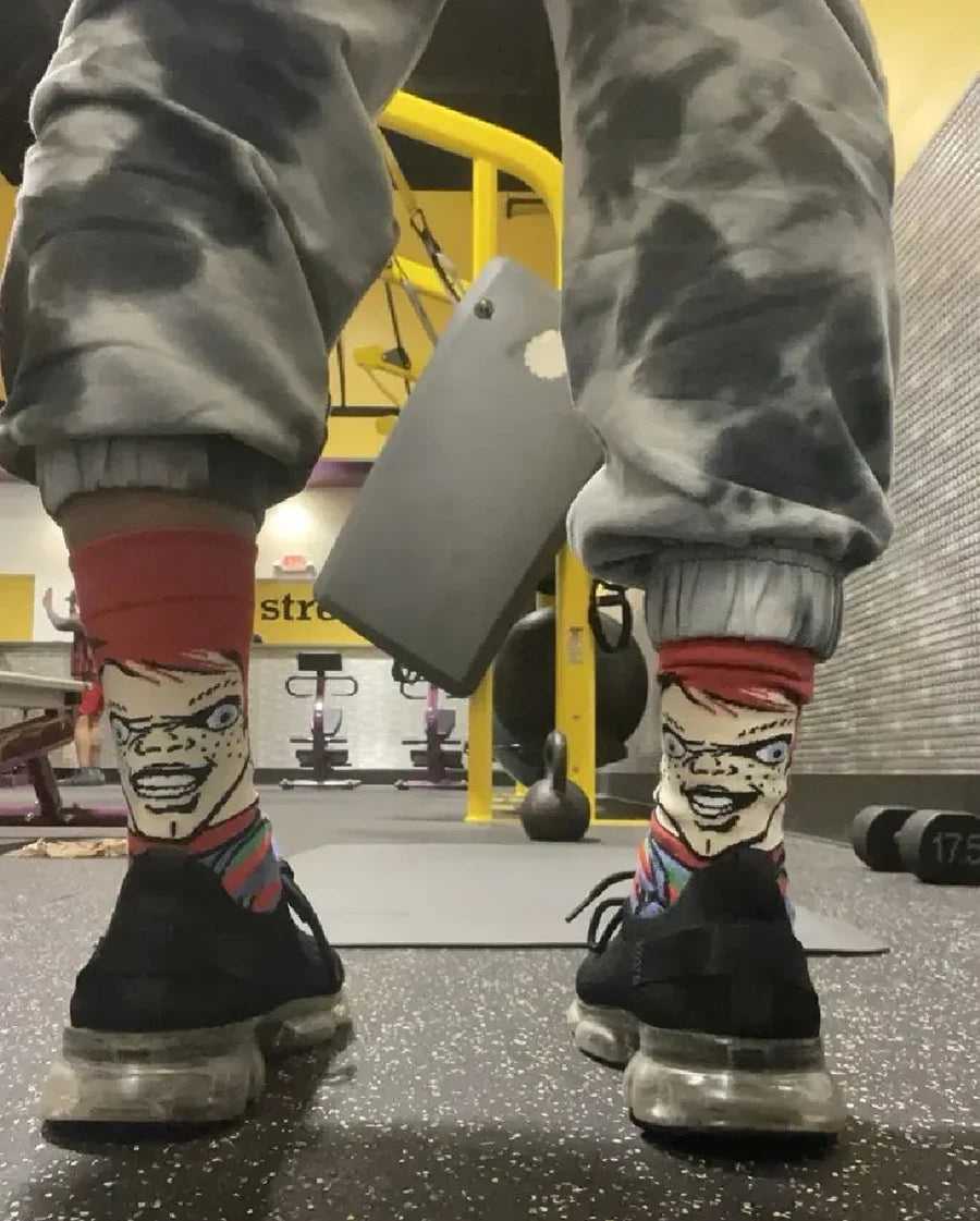 10/20Pairs random color Cartoon Anime Socks for Men Women Chucky Hip Hop Street Fashion Novelty Funny Casual Crew Socks