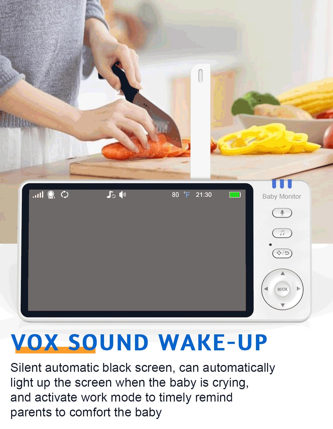 5Inch Video Baby Monitor With Pan Tilt  Surveillance Camera Two Way Audio Night Vision Intercom Auto IPS Screen Nanny with Stand