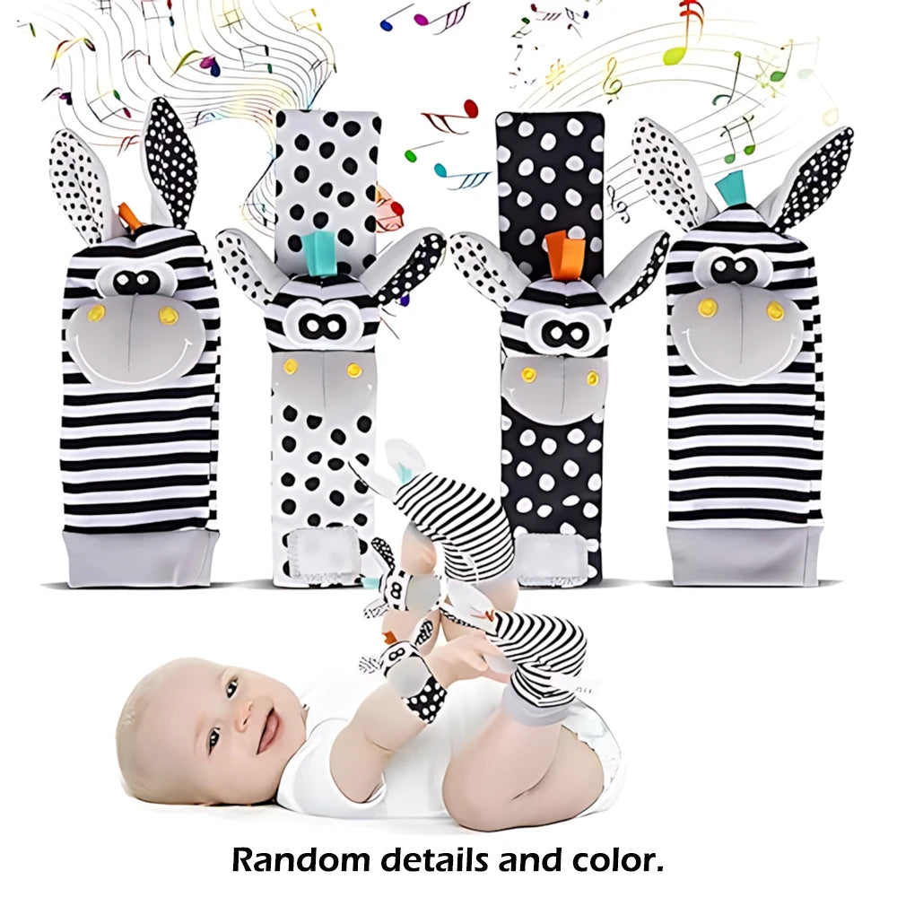 4pcs/Set Baby Infant Wrist Rattle Socks Toys 0-12 Month Girl Boy Early Educational Development Cute Toddlers Sensory Gifts
