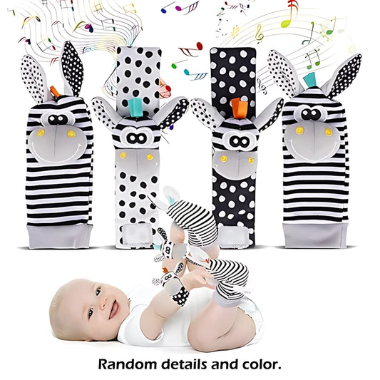 4pcs/Set Baby Infant Wrist Rattle Socks Toys 0-12 Month Girl Boy Early Educational Development Cute Toddlers Sensory Gifts
