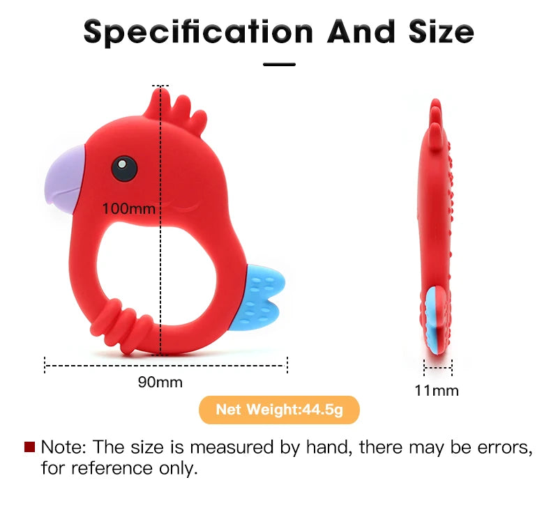 2015 New Design Colorful Parrot Teether - Food-Grade Silicone Baby Teething Toy (BPA-Free) baby teether