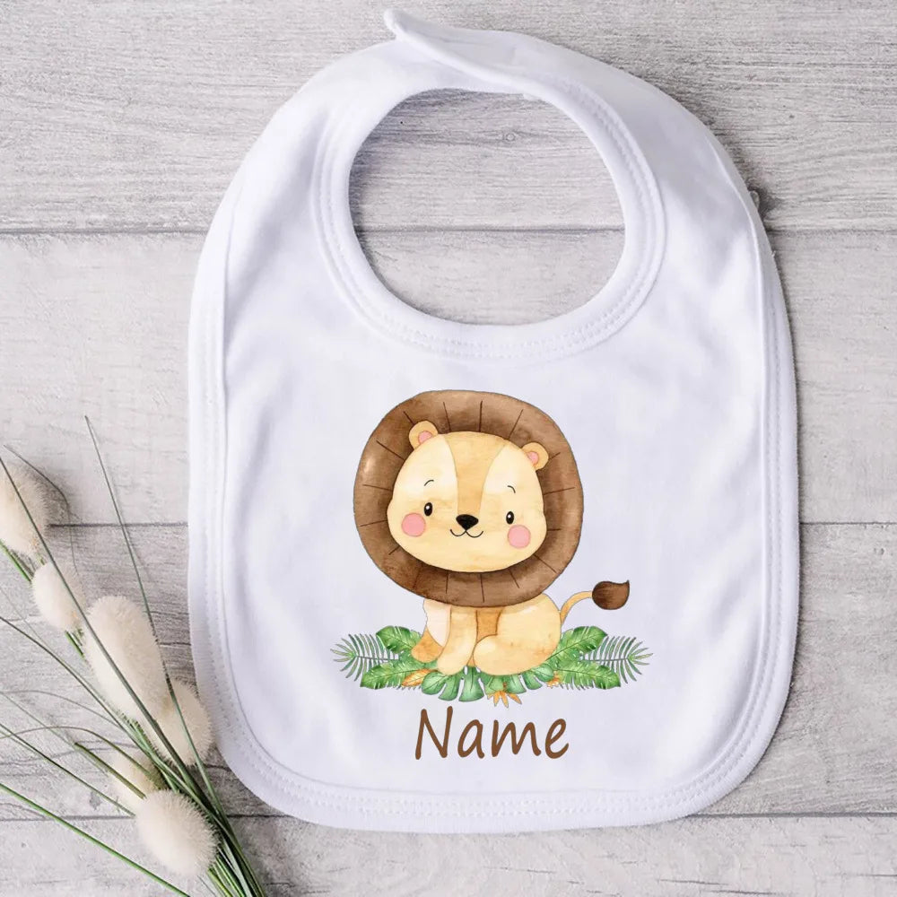 Personalized Baby Bibs Custom Name Toddler Bib Cute Animal Print Infant Bibs Newbron Shower Gift Boys Girls Bib Baby Burp Cloths