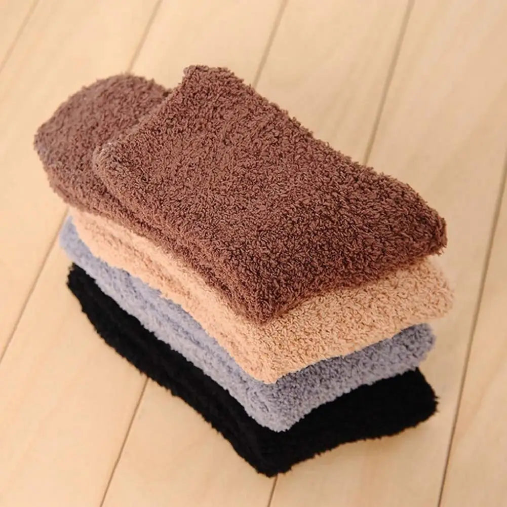 1 Pair Winter Socks Breathable Stretchy Plush Socks Free Size Fluffy Men Crew Socks for Bed Living Room