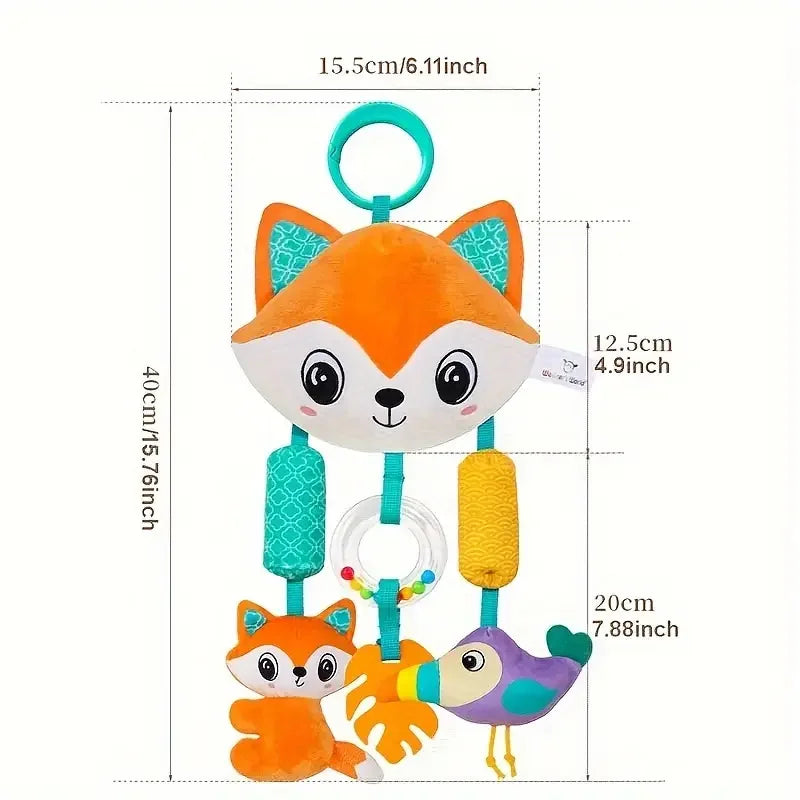 Crib Hanging Rattles Toys Baby Toys Cartoon Animal Spiral Hanging Toy with Ringing Bell Stroller Car Toys for Infant Newborn
