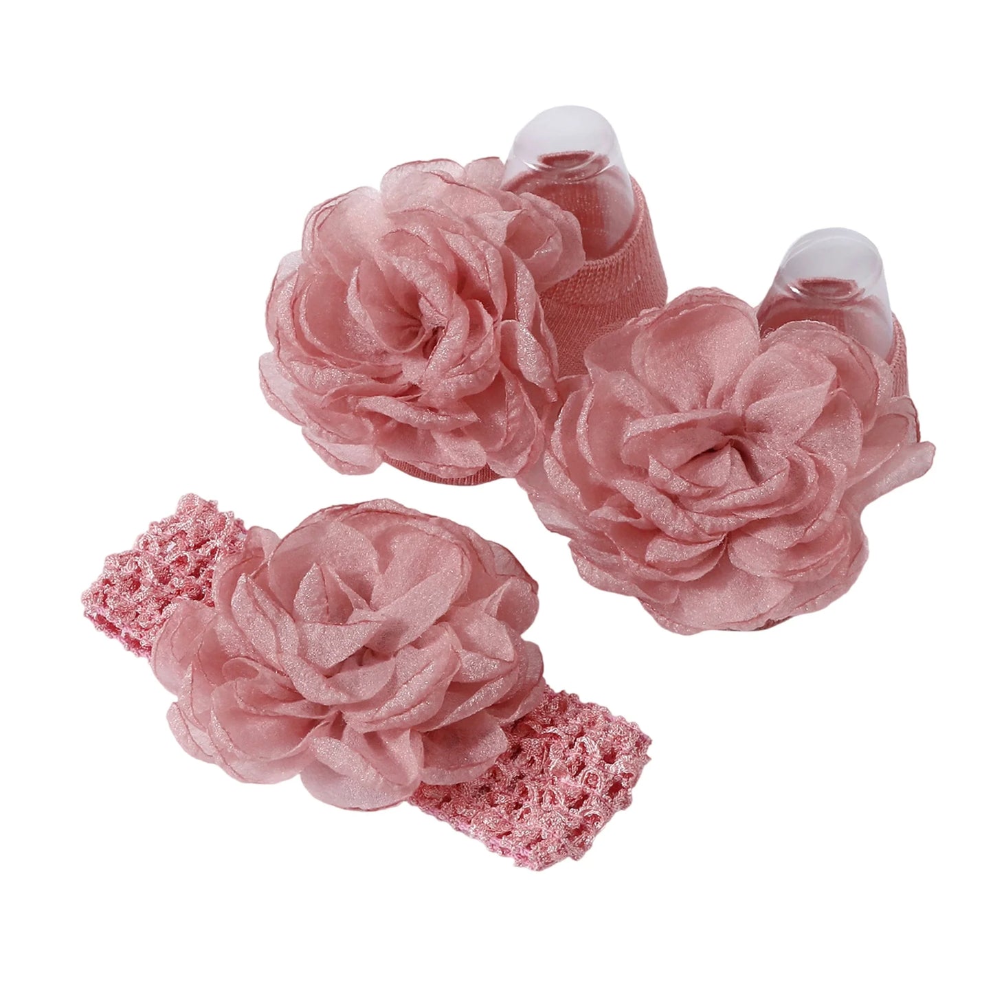 Adorable Baby Girls Hair Bow Clips and Socks Set Sweet Floral Headbands and Ankle Socks Infant Christening Outfit Accessory