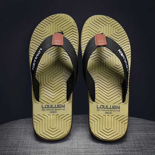 Fashion Green Flip Flops Man Slides Lightweight Soft Flat Slippers For Men Outdoor Non-Slip Beach Slippers Man Summer Flip Flops