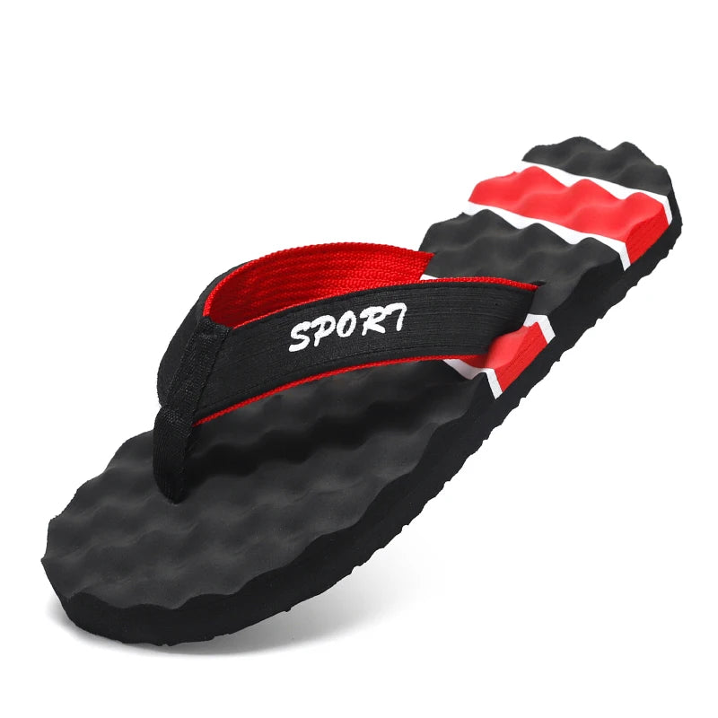 Summer Breathable Men's Flip Flops With Massage Indoor and Outdoor Slippers For Men Beach Sandals Fashionable Contrasting Slides
