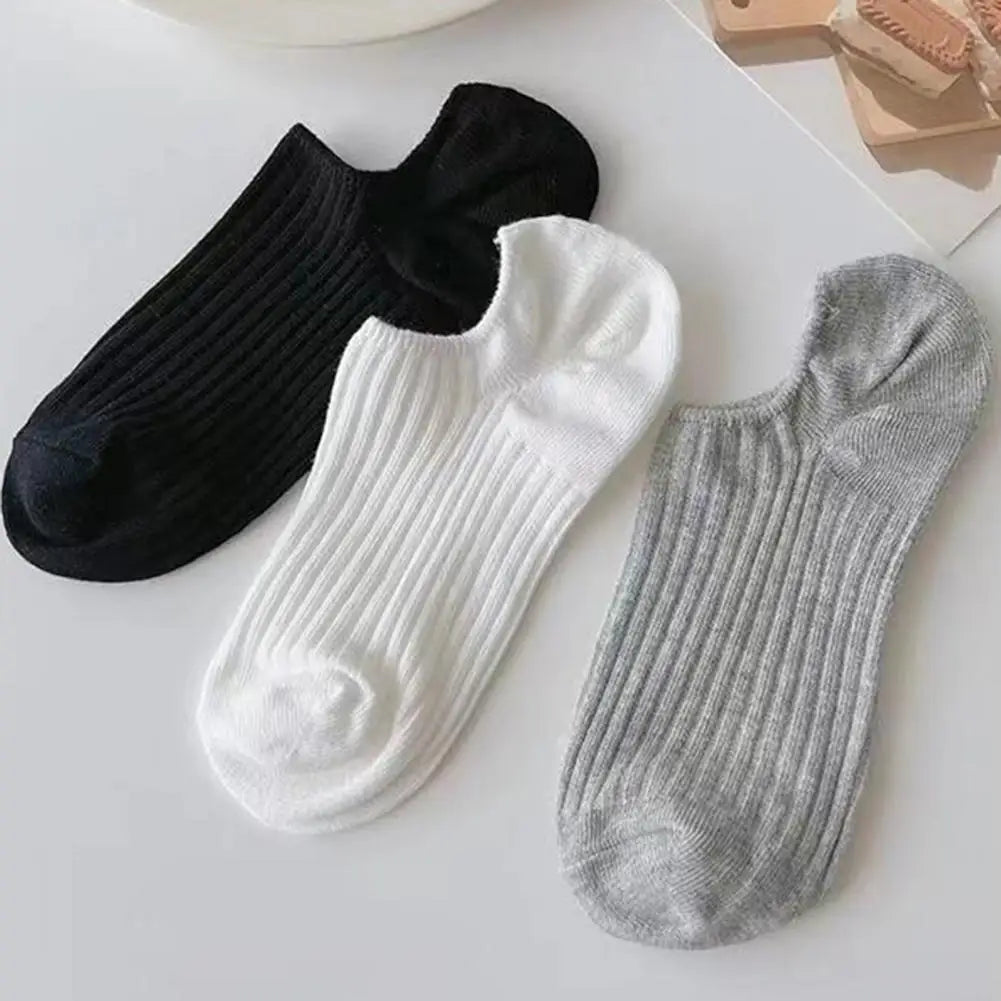 10 Pairs Thin Summer Socks Low-cut Invisible Socks Anti-slip Silicone Solid Color High Elasticity No Odor Daily Wear Outdoors Of