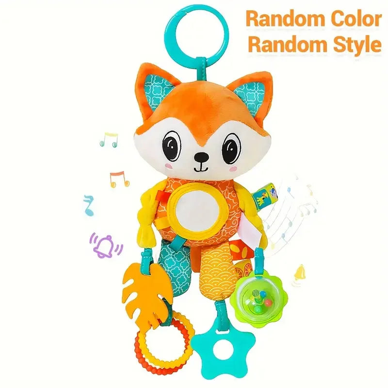 Crib Hanging Rattles Toys Baby Toys Cartoon Animal Spiral Hanging Toy with Ringing Bell Stroller Car Toys for Infant Newborn